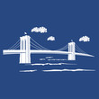 Brooklyn_blue. New York symbol - Brooklyn Bridge - vector illustration