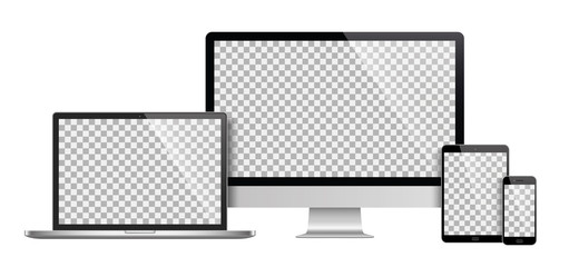 Poster - realistic set of monitor, laptop, tablet, smartphone - stock vector