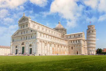 Wall Mural - The cathedral with the Leaning Tower in the Piazza dei Miracoli in Pisa