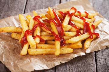 french fries with ketchup