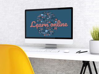 Poster - 3d Student workspace with computer