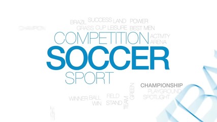 Wall Mural - Soccer animated word cloud, text design animation. Kinetic typography.