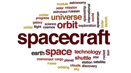 Wall Mural - Spacecraft animated word cloud, text design animation.
