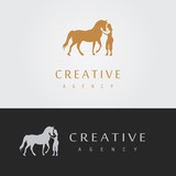 silhouette woman and horse logo