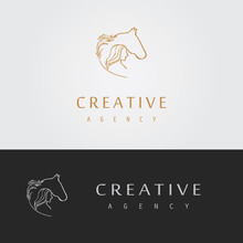 Outline Horse And Woman Logo