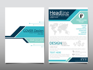 Wall Mural - blue flyer cover business brochure vector design, leaflet advertising abstract background, modern po