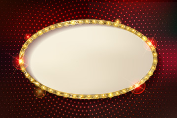 Wall Mural - marquee stylish oval frames with light bulbs.