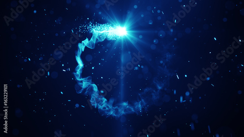 Cuadros en Lienzo Blue circle light trail abstract illustration