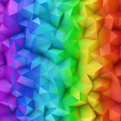 Wall Mural - Rainbow spectrum gradient polygonal surface abstract 3D render