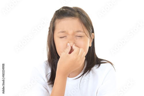 鼻をつまむ女の子 Stock Photo Adobe Stock
