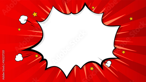 pop art splash background explosion in comics book style blank ad book template