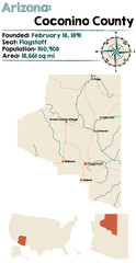  Large and detailed map of Coconino county in Arizona.