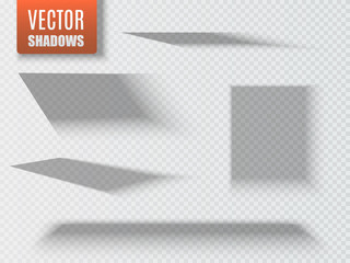 Poster - Set of transparent square shadow with soft edges isolated. Vector