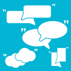 Poster - Set Of Quotation Mark Speech Bubbles. White quote sign icons