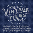 Vintage antique mosaic typeface made of hundreds of aged tiles. With seamless background pattern.