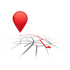 Poster - Gps navigation background. Road map isolated with red pointer. Vector