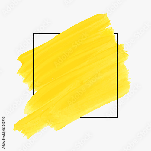 Fotografía Art abstract background brush paint texture design acrylic stroke poster over square frame illustration vector