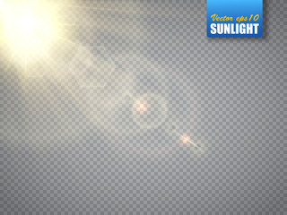 Wall Mural - lens flare light effect. sun rays with beams isolated. vector
