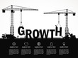Crane and growth building. Infographic Template. Vector Illustration.