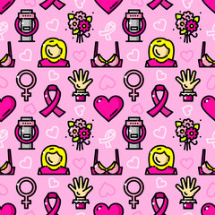 Wall Mural - Breast Cancer Awareness seamless pattern