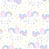 Fototapeta Dinusie - cute unicorn vector pattern