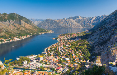 Fototapete - Fantastic view harbour  Kotor bay (Boka Kotorska). Location famous resort Montenegro, Balkans, Europe. Beauty world.