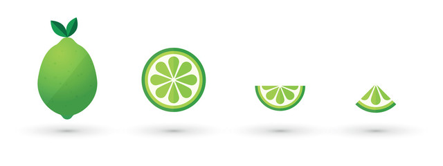 lime slice fruit abstract icon set