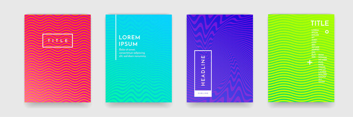 Aufkleber - Wavy abstract pattern texture book brochure poster cover template vector set