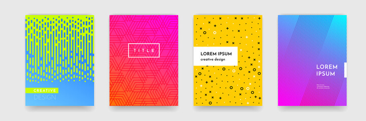 Poster - Color gradient abstract geometric pattern texture for book cover template vector set
