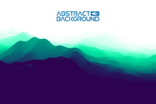 3D Landscape Background. Purple Gradient Abstract Vector Illustration.Computer Art Design Template. Landscape With Mountain Peaks