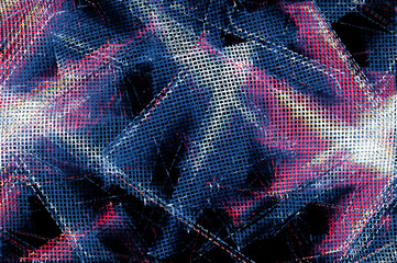 Poster - Grungy abstract of flashes of light with mesh design in pink, blue and white on black