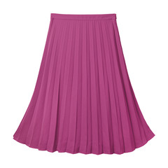 Wall Mural - Hot pink fuchsia pleated midi skirt isolated on white