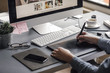 © LUMINA IMAGES - Hands of graphic designer working on computer