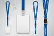 Set of lanyard and badge. Template for presentation of their design. Realistic vector illustration.
