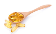Fish Oil Pill On White Background