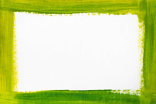 Green Border Painted On White Paper