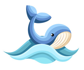 Wall Mural - cartoon whale vector card cute happy ocean whale. lovely childish card. smiling whale. web site page