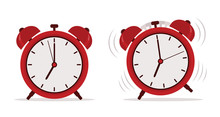 Alarm Clock In Flat Style. Vector Illustration. 
