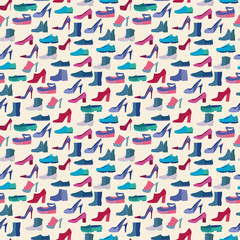 Vector shoes fashion collection seamless pattern