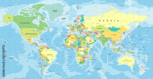 Naklejka na meble World Map Vector. Detailed illustration of worldmap