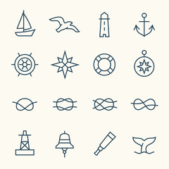 Nautical line icon set