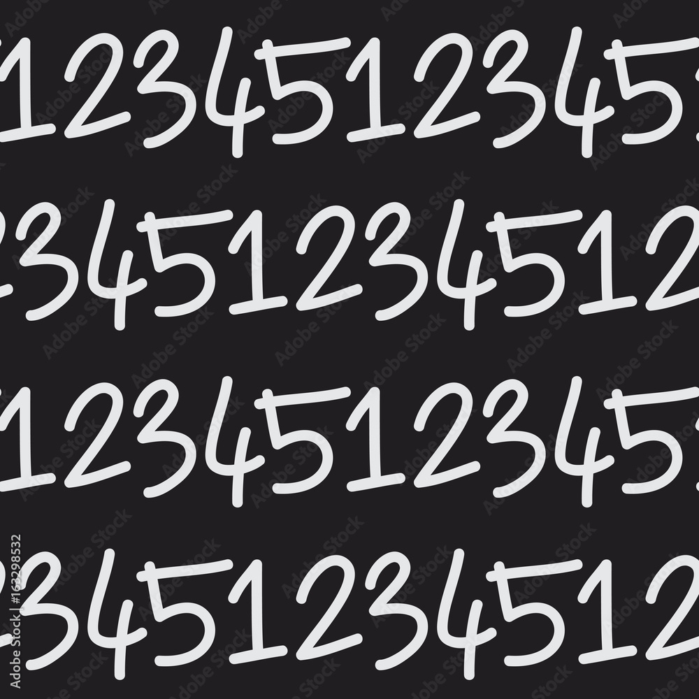 Handwritten numbers, 12345. Seamless vector pattern or graffiti style ...