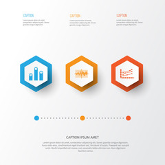 Set Of Graphs, Diagrams And Statistics Icons. Premium Quality Symbol Collection. Icons Can Be Used For Web, App And UI Design.