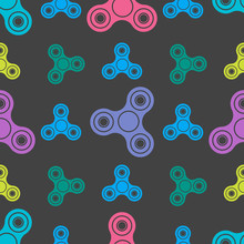 Hand Spinners Seamless Pattern On White Background. Vector Illustration