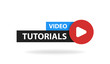 Online video tutorials education button. Play lesson concept. Vector illustration