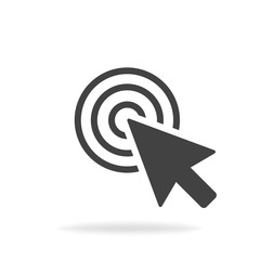 Poster - Computer mouse click cursor gray arrow icon. Vector illustration