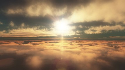 Wall Mural - fly in sunset clouds above 4k