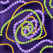Mardi Gras background with purple, green and yellow beads