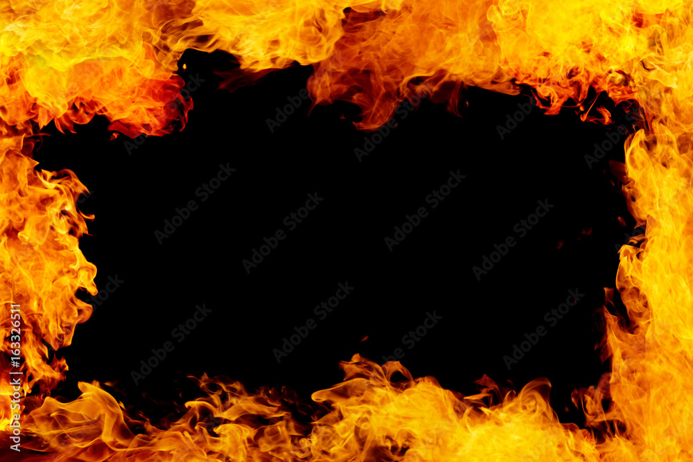 fire frame isolated on black background Stock Photo | Adobe Stock