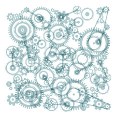 Sticker - Transparent Cogs, Gears on White Background Vector